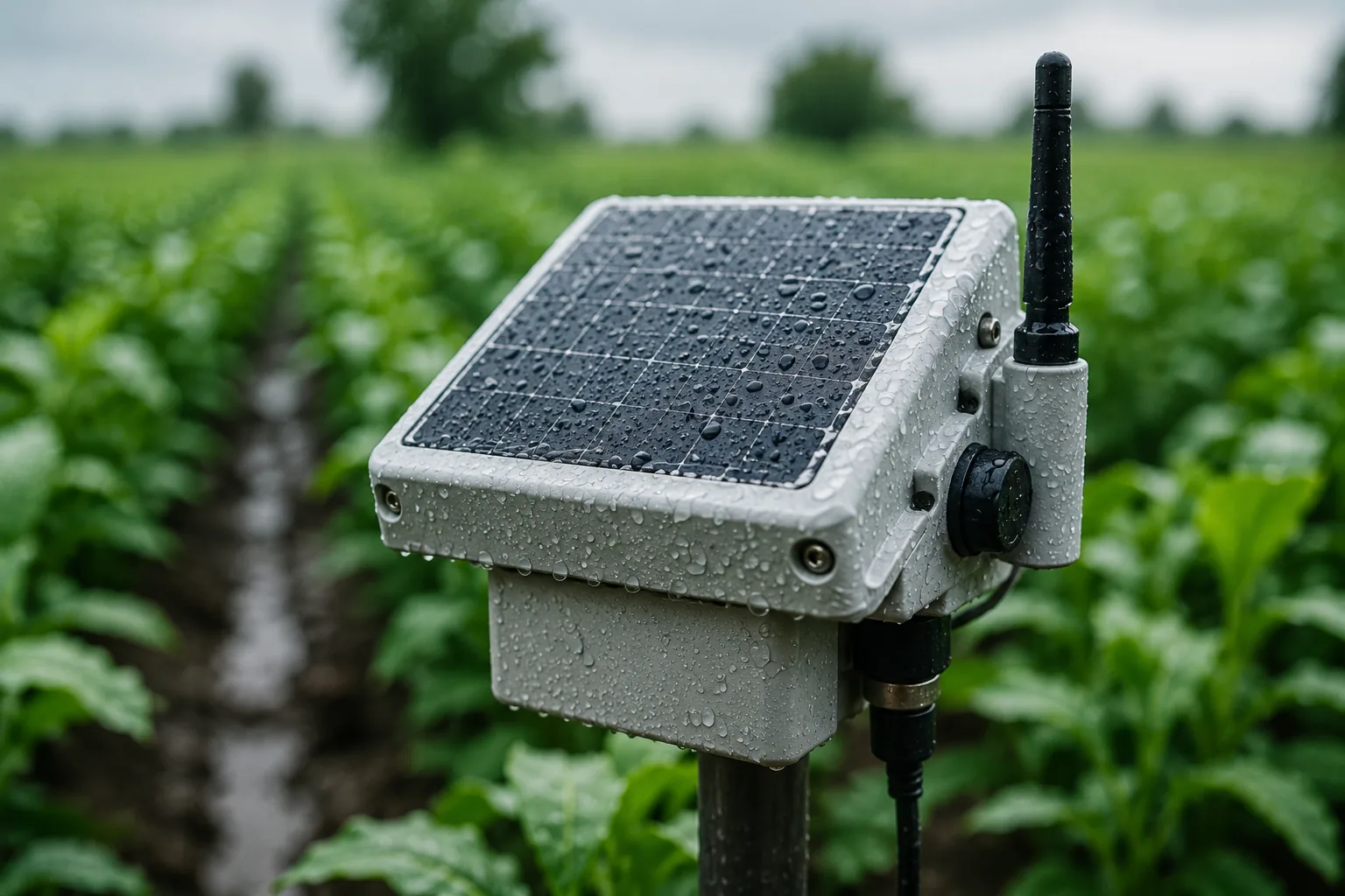 Solar panels in agricultural field