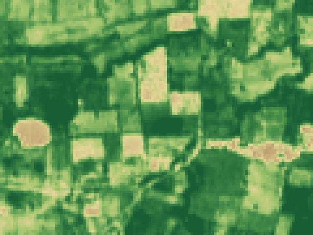 The same area as an NDVI greenness map, 12 October 2026